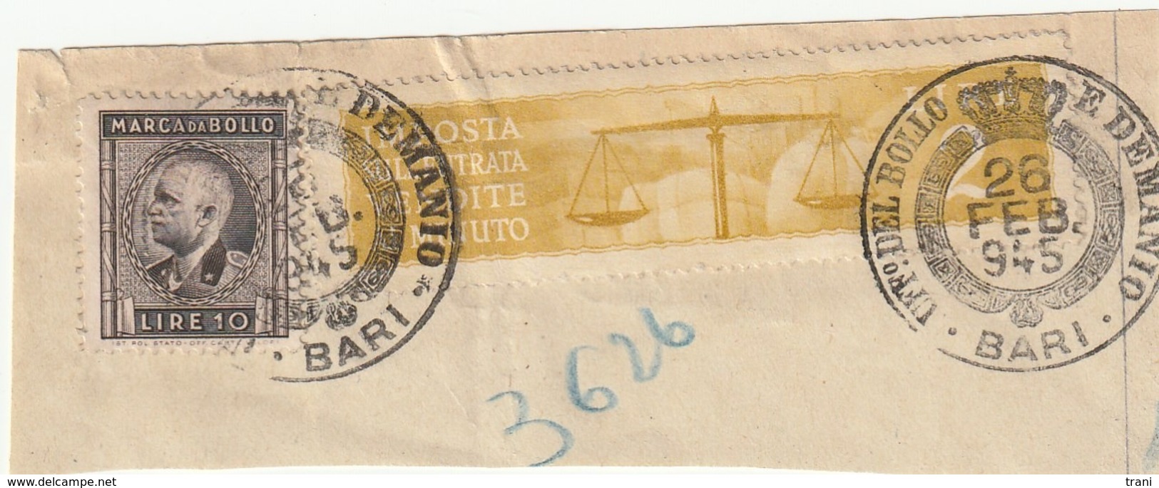 MARCA DEMANIO - Anno 1945 - Revenue Stamps