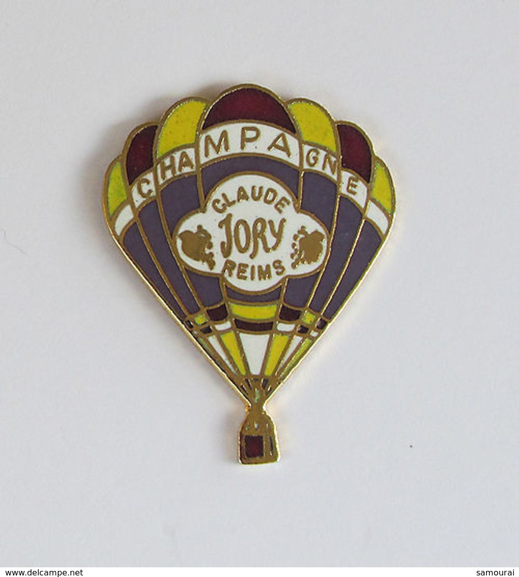 1 Pin's BOISSON/CHAMPAGNE/MONTGOLFIERE - CHAMPAGNE CLAUDE JORY REIMS Signé PIN'STORY - Montgolfier