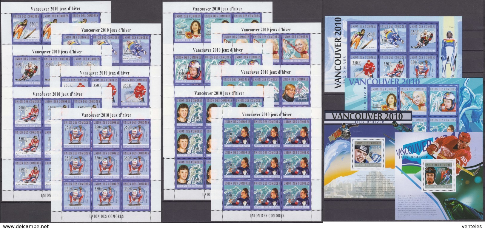 Comoros 15.12.2010 Mi # 2894-2905 In SHEETS & KLEINBOGEN Bl 606-07 Vancouver Winter Olympics MNH OG - Winter 2010: Vancouver