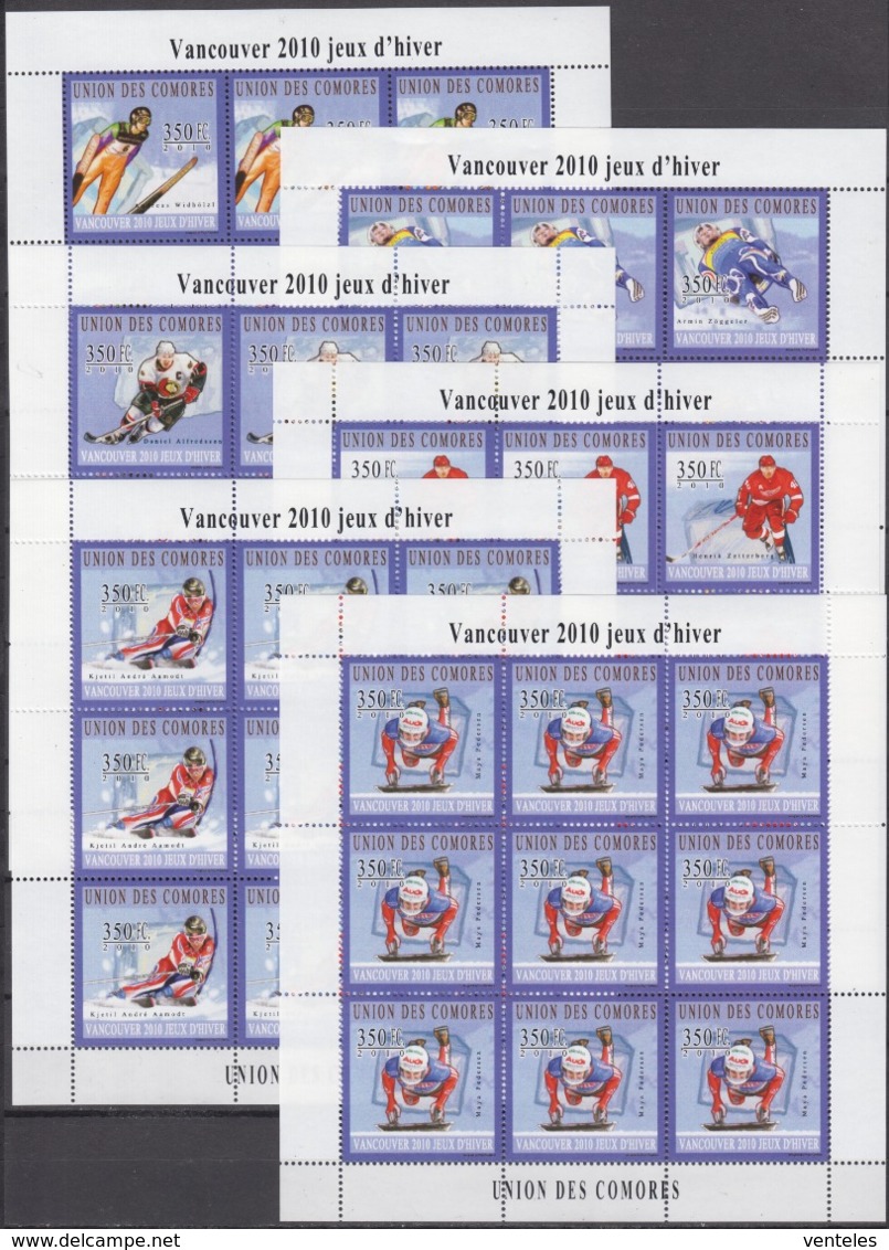 Comoros 15.12.2010 Mi # 2894-2905 In SHEETS & KLEINBOGEN Bl 606-07 Vancouver Winter Olympics MNH OG - Winter 2010: Vancouver