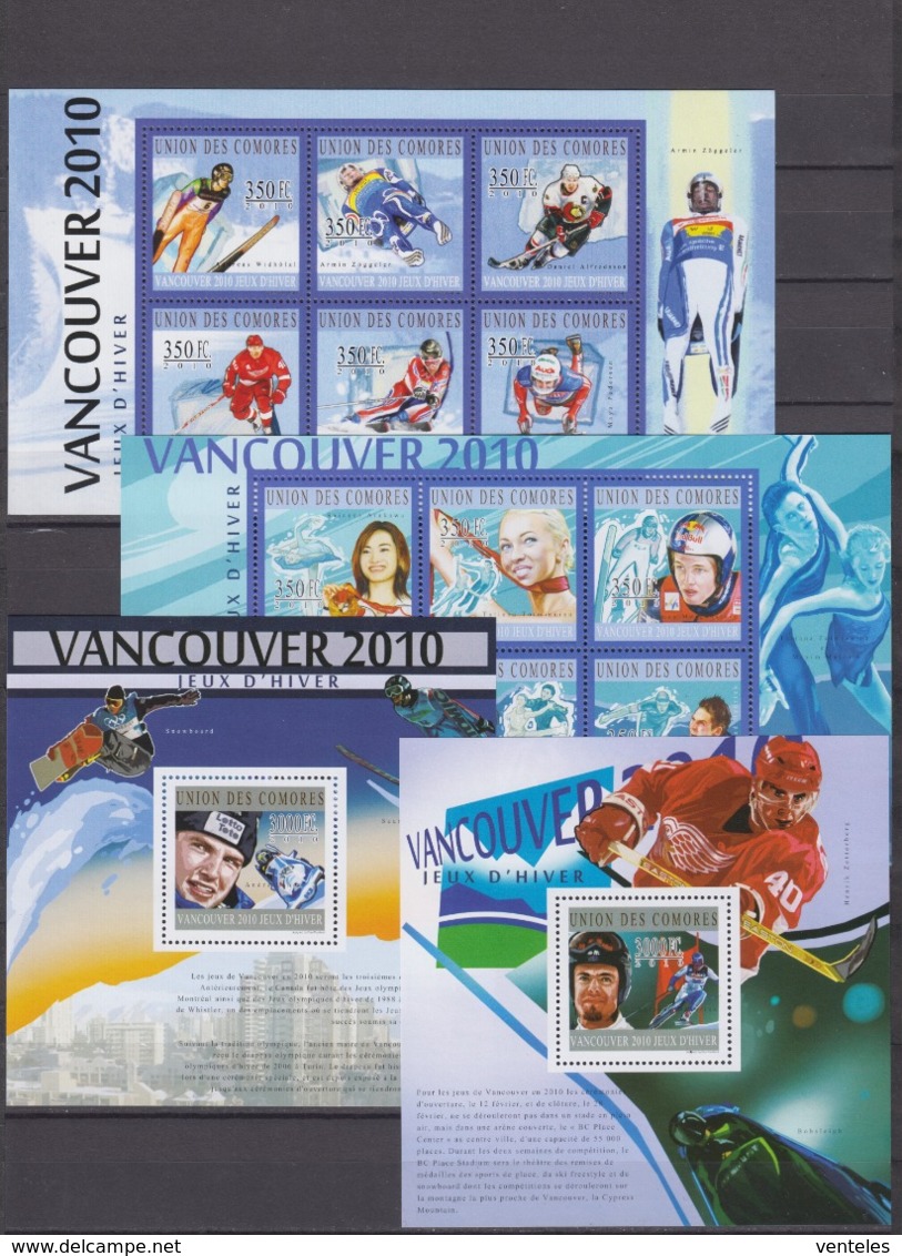 Comoros 15.12.2010 Mi # 2894-2905 In SHEETS & KLEINBOGEN Bl 606-07 Vancouver Winter Olympics MNH OG - Winter 2010: Vancouver