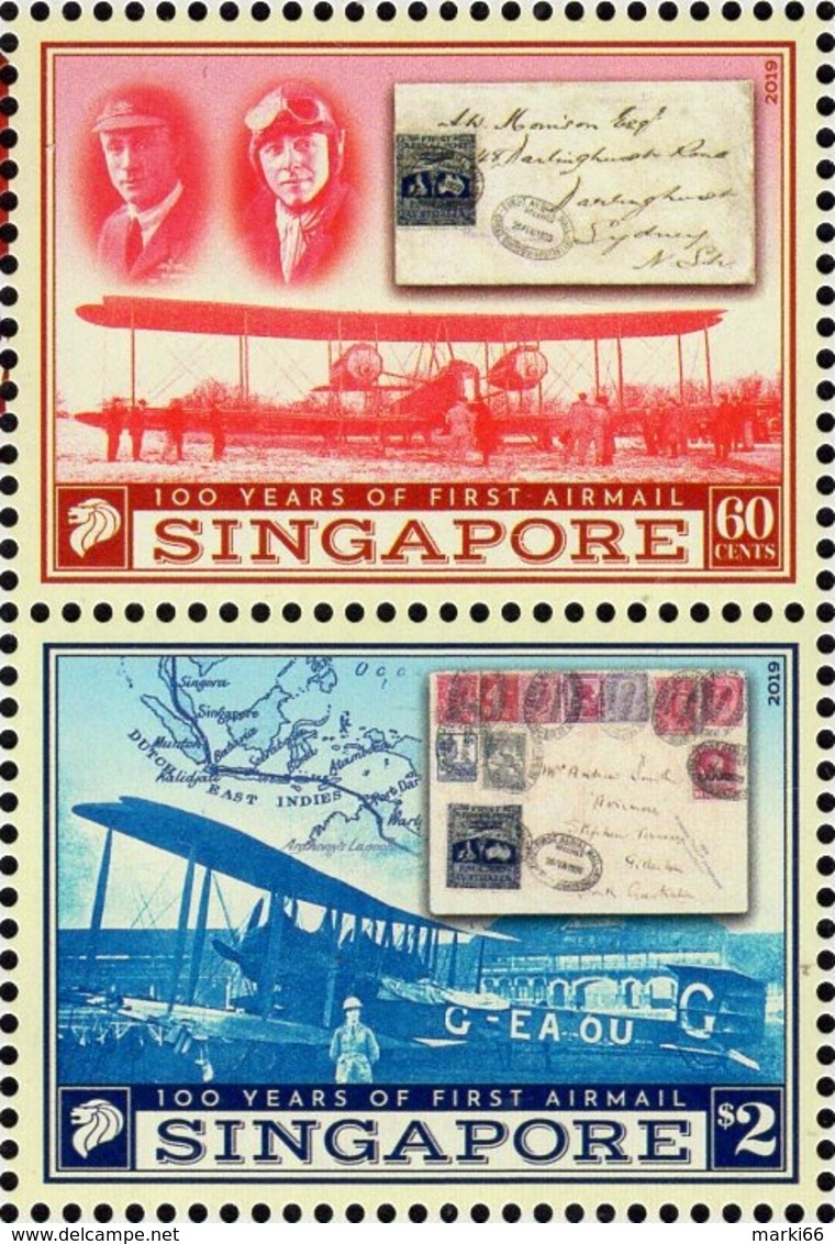 Singapore - 2019 - Centenary Of First Airmail - Mint Stamp Set - Singapore (1959-...)