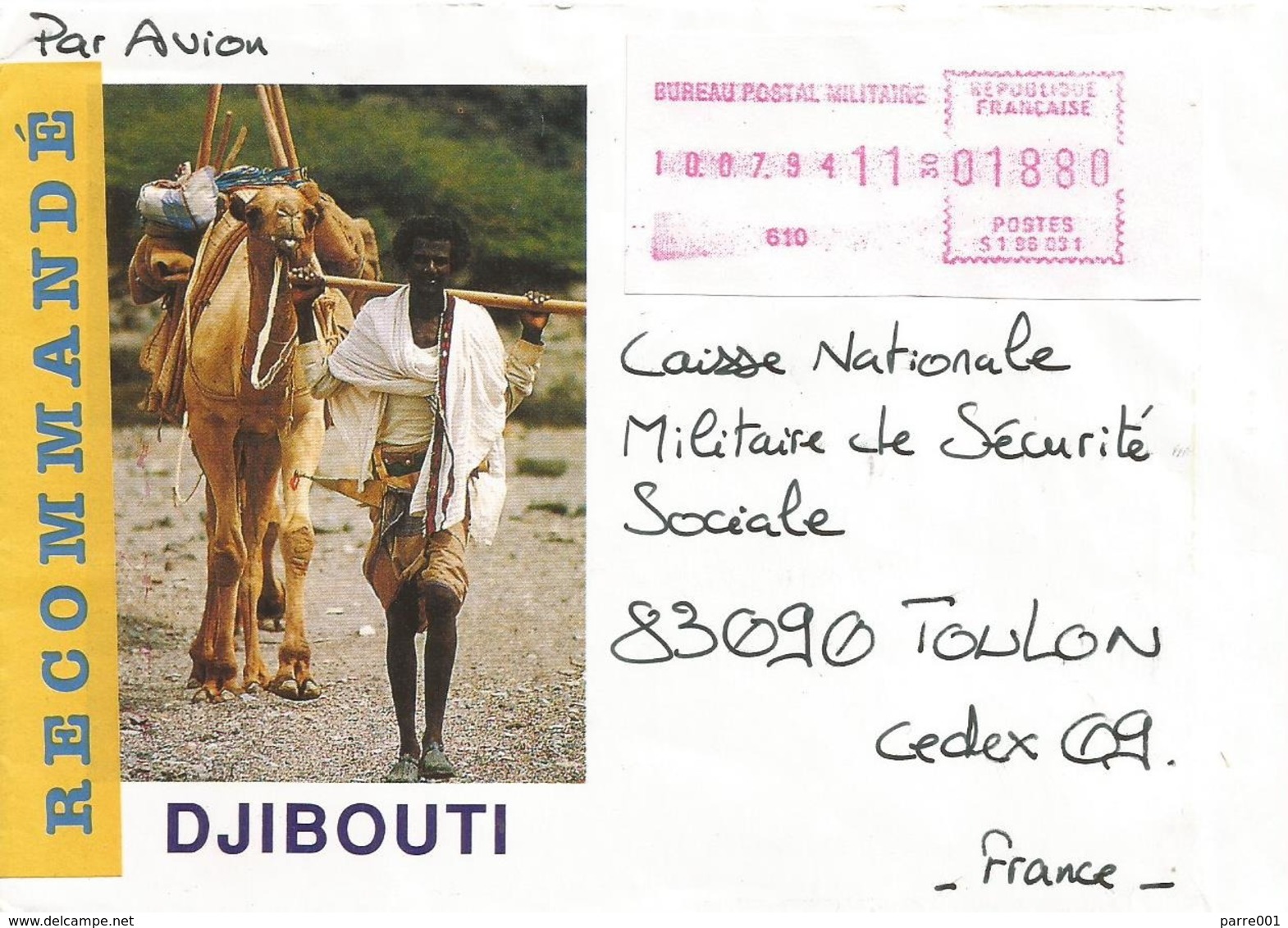 Djibouti 1994 BPM 610 France SP85014 Meter Satas EMA Military Militaire Forces Registered Cover - Militaire Stempels Vanaf 1900 (buiten De Oorlog)