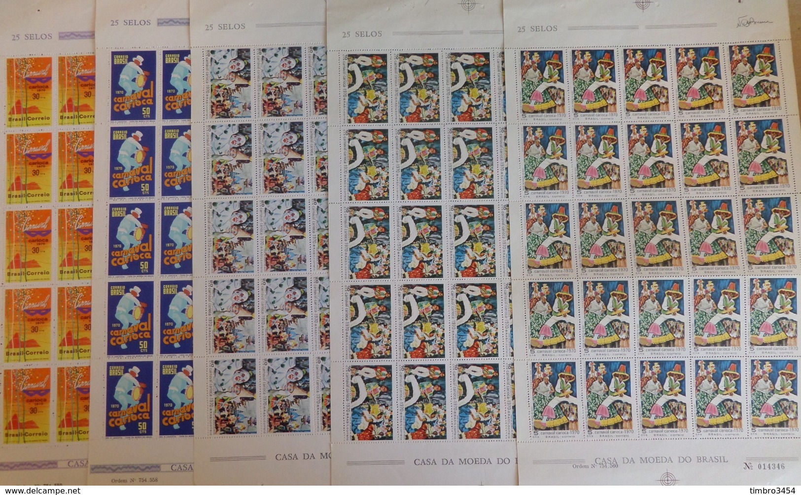 Brésil YT N° 918/922 Et N° 935/937 En Feuilles Entières De 25 Timbres Neufs ** MNH. TB. A Saisir! - Unused Stamps