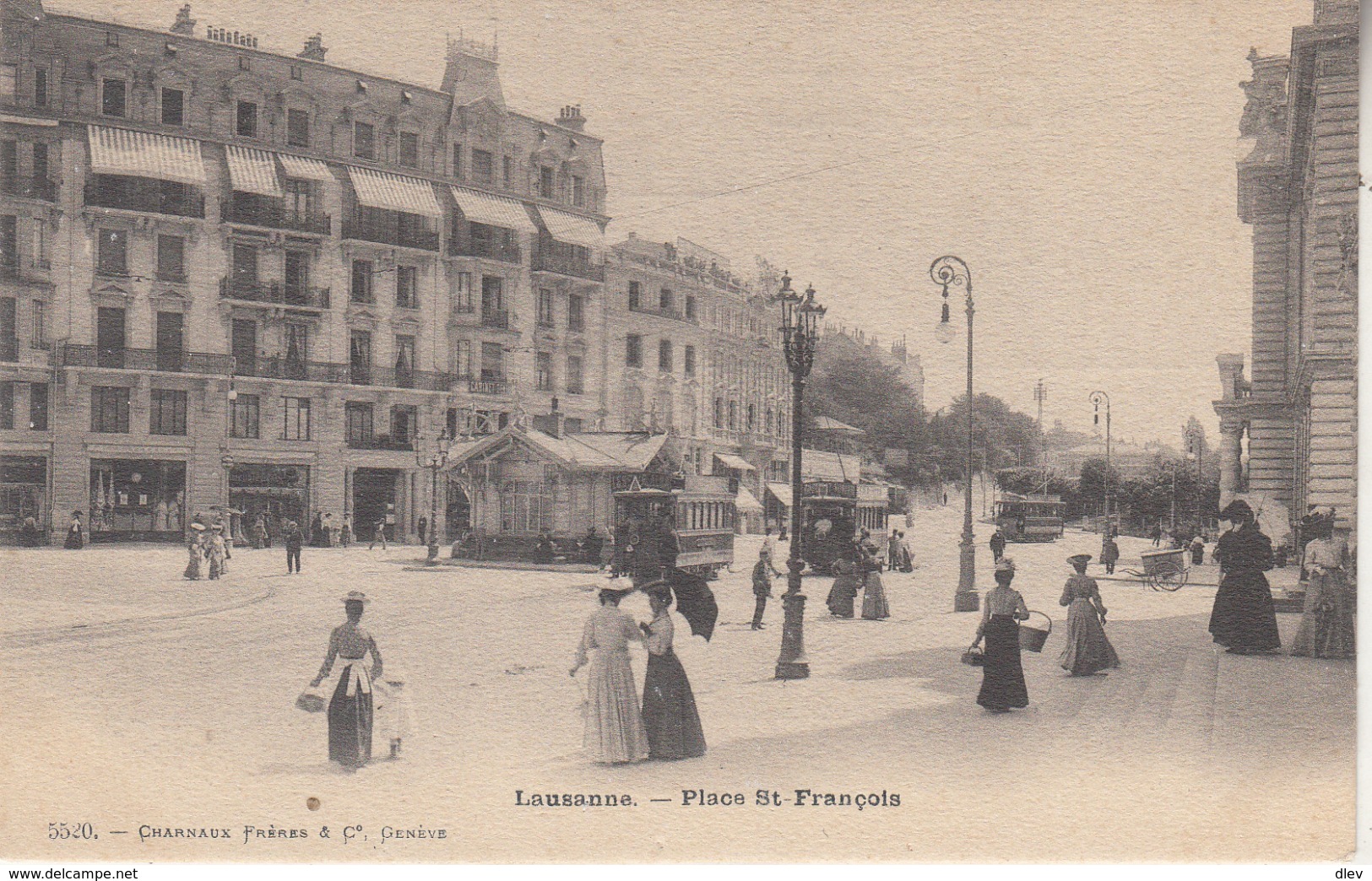 Lausanne - Place St. François - Animé - Trams - Edit. Channaux Frères Et C°, Genève 5520 - Lausanne