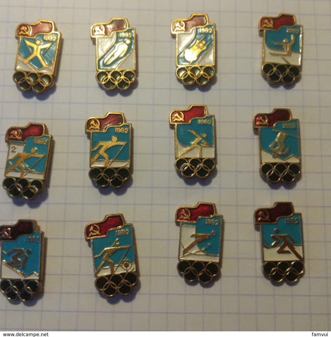 Jeux Olympiques 1992 Lot 12 Pin's Russes: Ski, Saut, Patinage, Vitesse, Biathlon... - Olympische Spelen