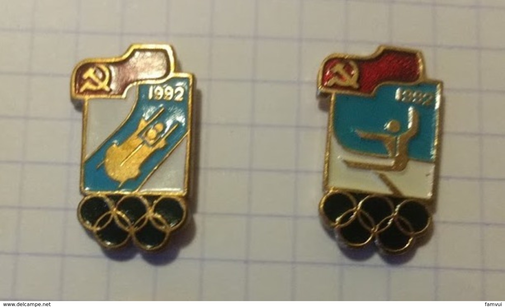 Jeux Olympiques 1992 Lot 12 Pin's Russes: Ski, Saut, Patinage, Vitesse, Biathlon... - Olympische Spelen