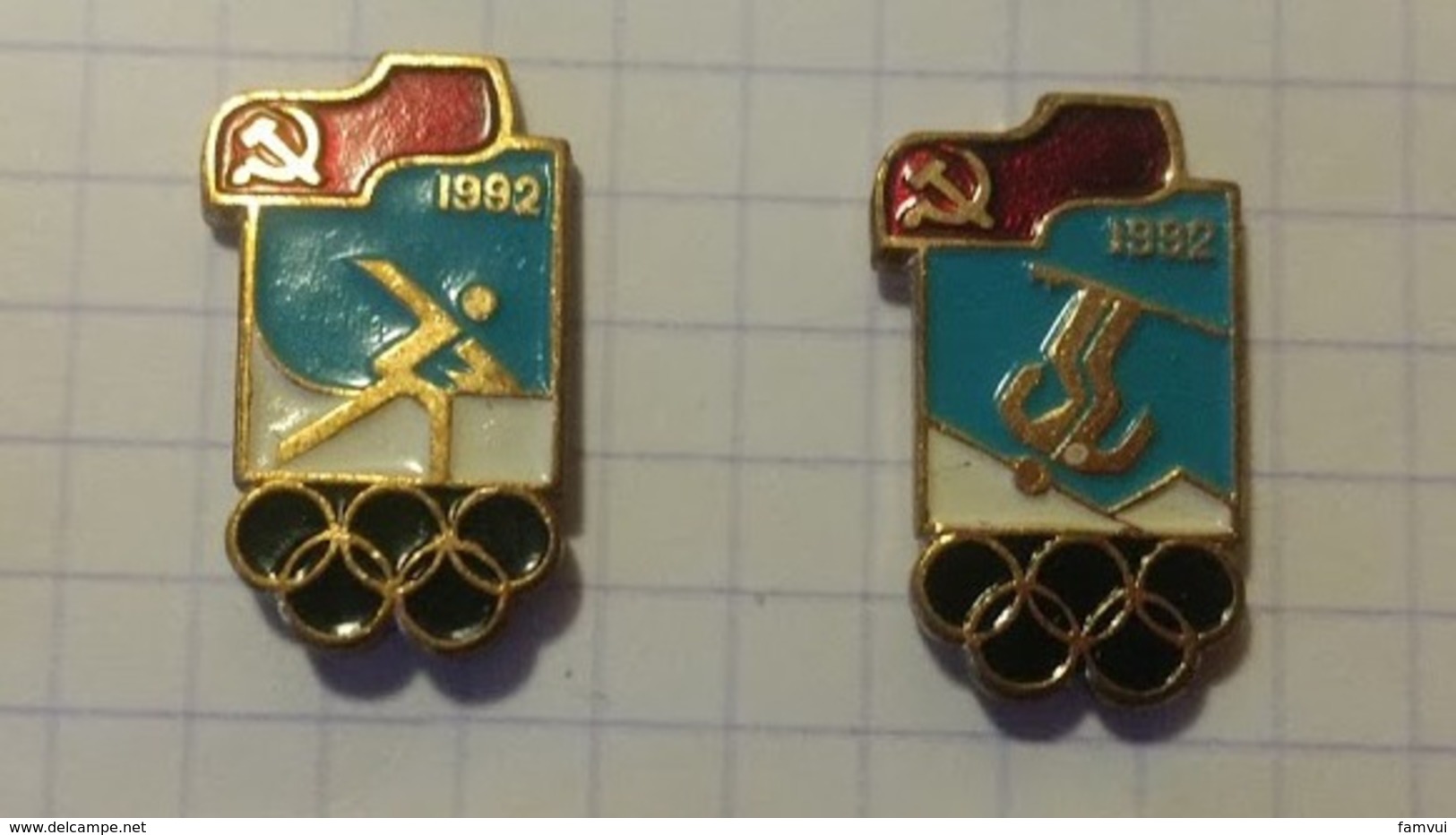 Jeux Olympiques 1992 Lot 12 Pin's Russes: Ski, Saut, Patinage, Vitesse, Biathlon... - Olympische Spelen