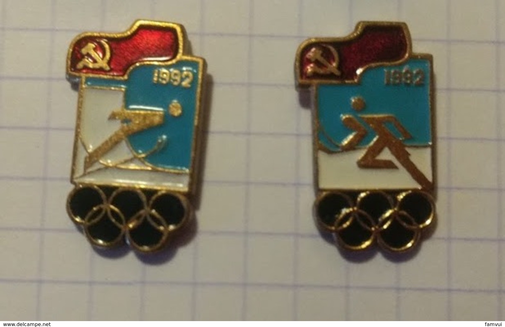 jeux olympiques 1992 lot 12 pin's russes: ski, saut, patinage, vitesse, biathlon...