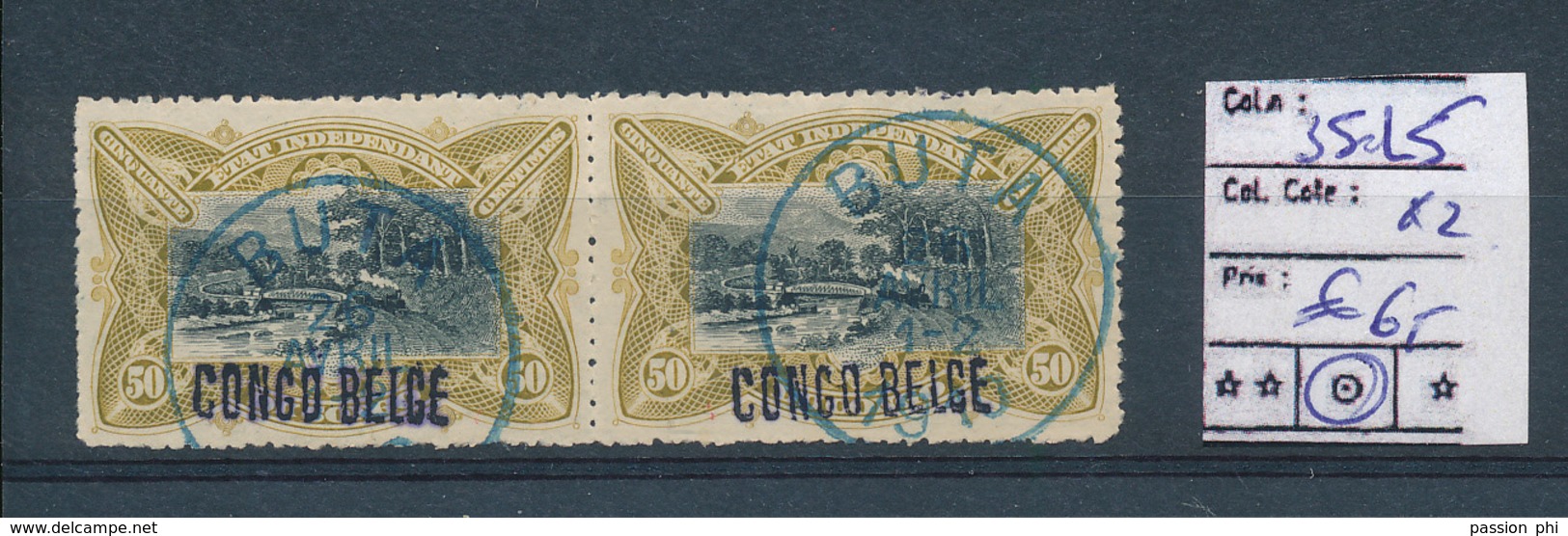 BELGIAN CONGO 1909 ISSUE COB 35L5 USED - Gebruikt