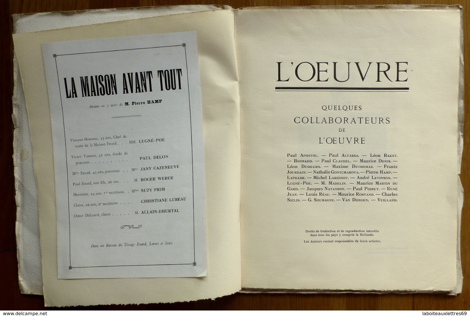 L 'OEUVRE SAISON 1923-1924-REVUE MENSUELLE DES ARTS DU THEATRE-N°1 NOVEMBRE 1923 - Autres & Non Classés