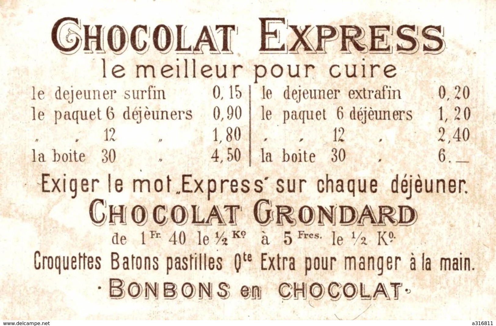 Chromo CHOCOLAT EXPRESS  GRONDARD PARIS  BOUSSOLE SUR LA CHARETTE - Autres & Non Classés