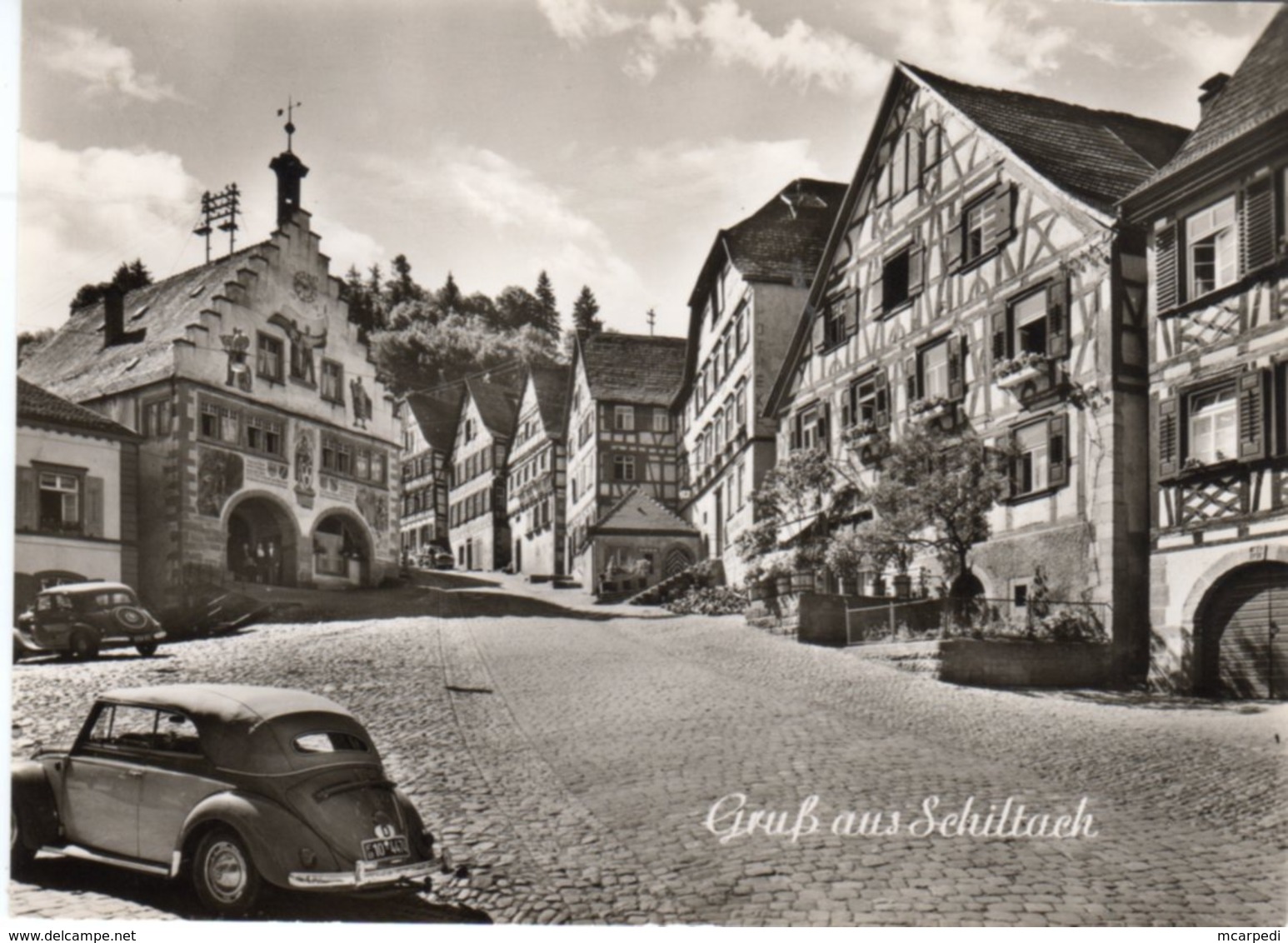 < Automobile Auto Voiture Car >> VW Volkswagen Cox Beetle Käfer Cabriolet Karmann, Mercedes 170, Gruss Aus Schiltach - Toerisme