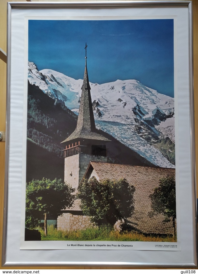 Le Mont-Blanc Depuis La Chapelle Des Praz De Chamonix Jolie Affiche Poster Vintage Années 70 Glacier Elbe Editions - Affiches