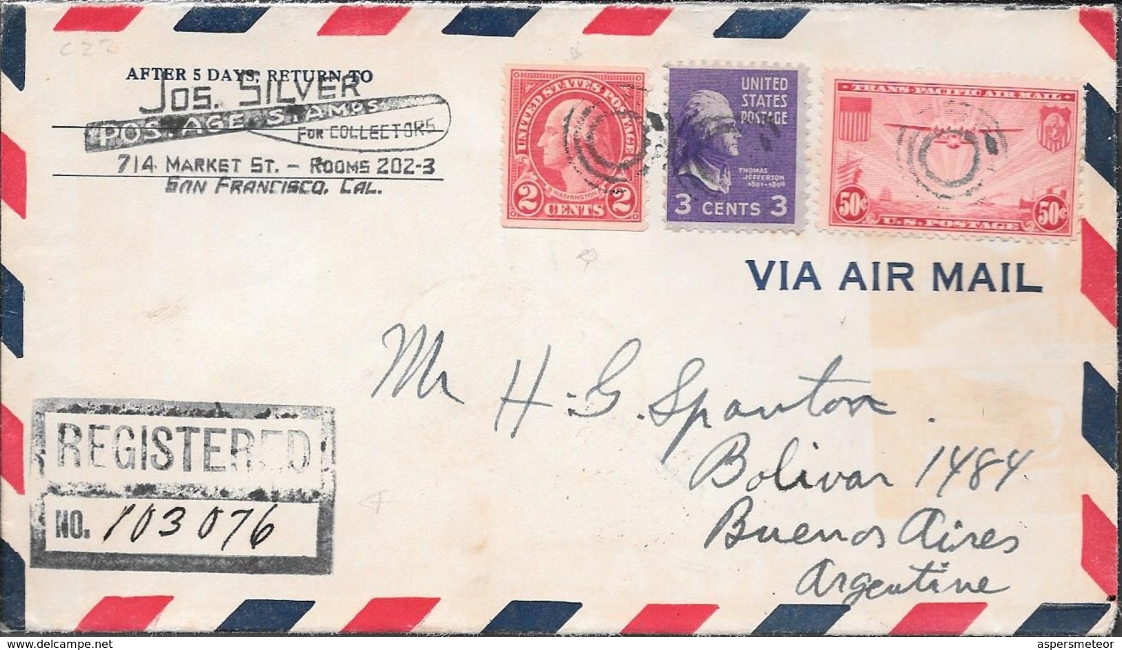 SAN FRANCISCO CALIFORNIA AN 1939 ENVELOPPE CIRCULEE A BUENOS AIRES VIA MIAMI VOIR SCANS - Cartas & Documentos