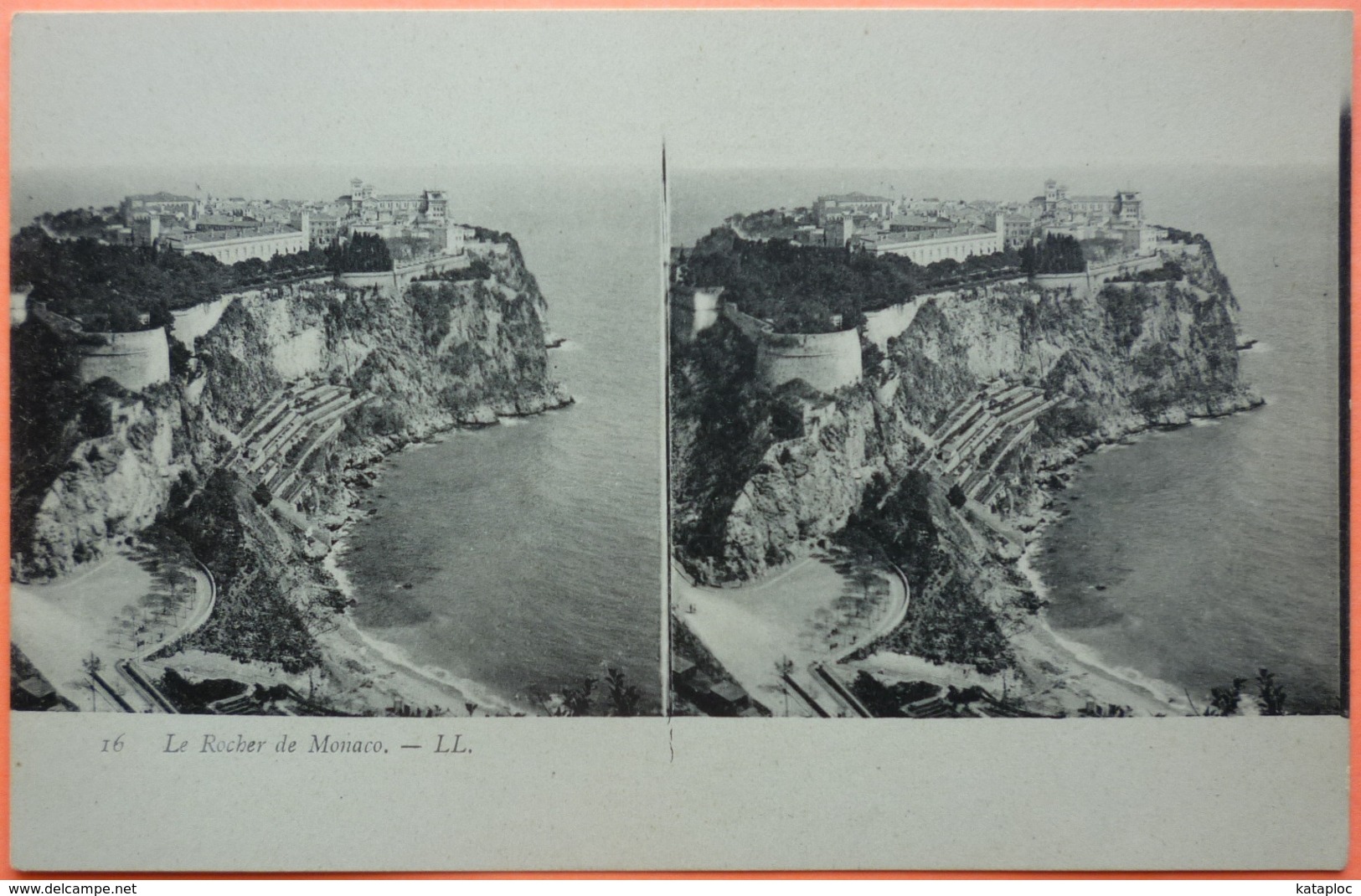 CARTE POSTALE STEREO POUR VISION RELIEF - LE ROCHER DE MONACO -SCANS RECTO/VERSO -10 - Autres & Non Classés