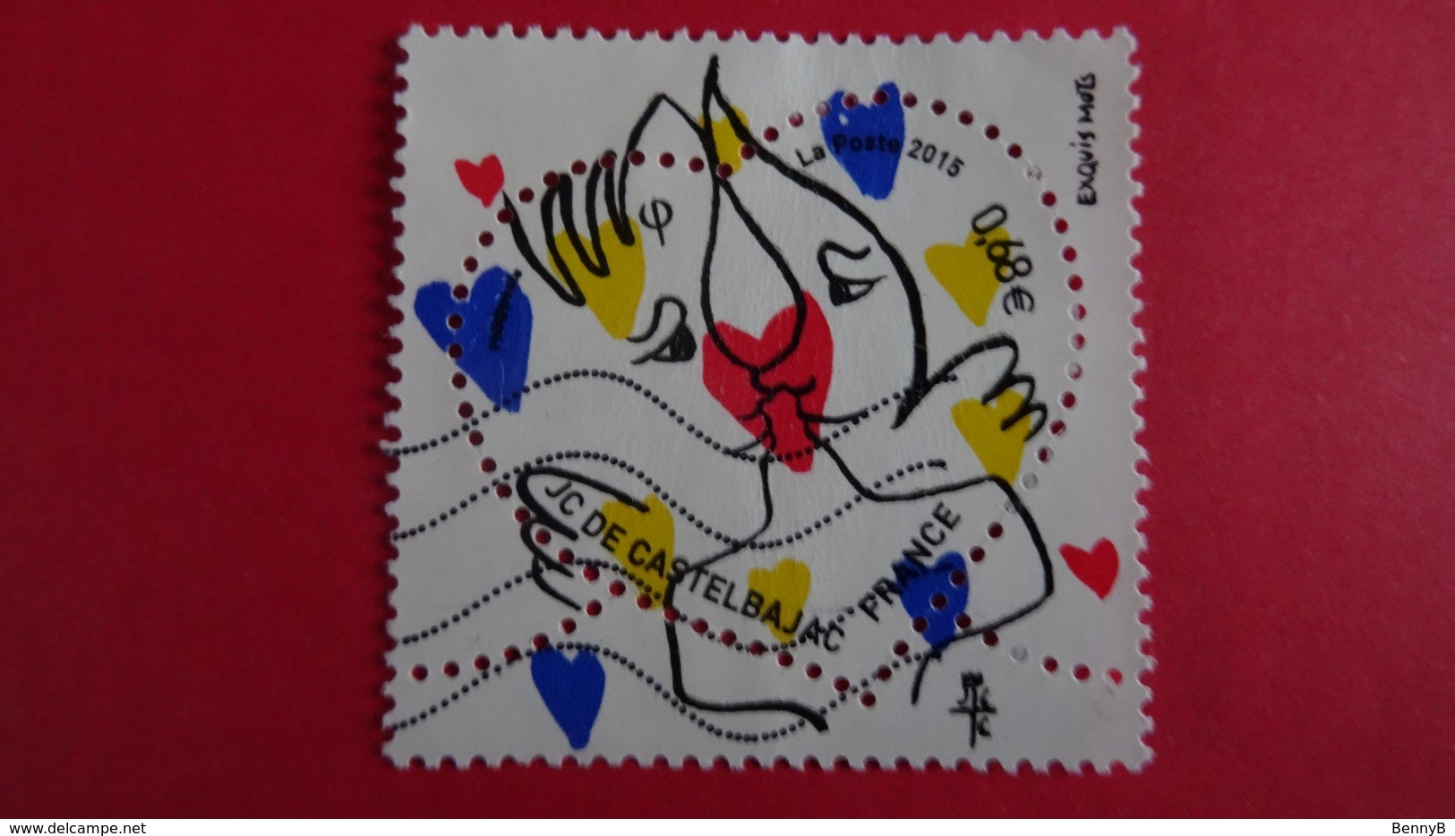 FRANCE 2015 - St Valentin - Coeur Jean-Charles De Castelbajac - Baiser Esquimeau, Fond Coeur - Used - Used Stamps