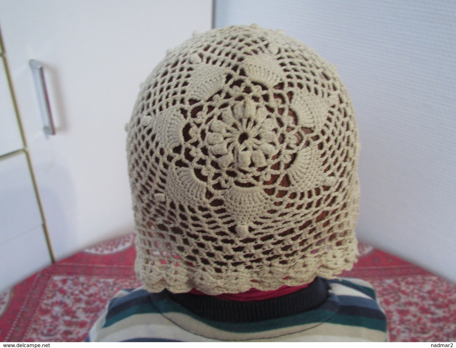 Beau Bonnet En Dentelle Au Crochet Ancienne Pour Bébé, Poupée, Baigneur Ou Poupon TBE Années 40 N°3 - 1900-1940