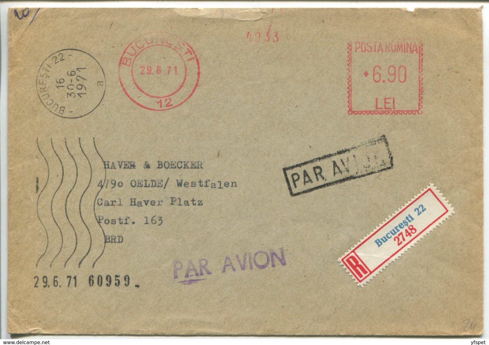 Machine Postage, Bucuresti 1971 - Máquinas Franqueo (EMA)