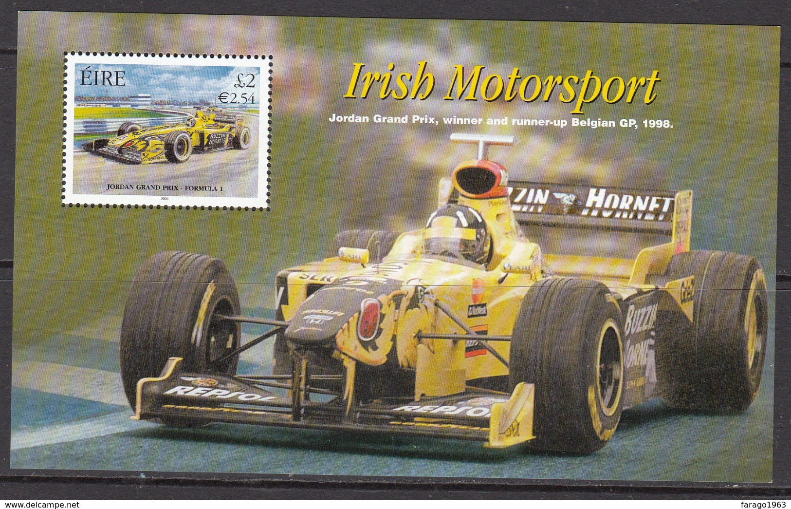 2001 Ireland Motor Sports Cars Sheet  MNH @ FACE Value - Blokken & Velletjes