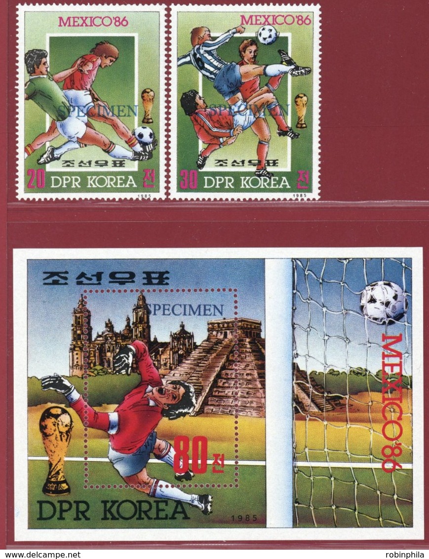 Korea 1985, SC #2531-33, 2V+S/S, Specimen, Mexico World Cup, Football - 1986 – Mexiko