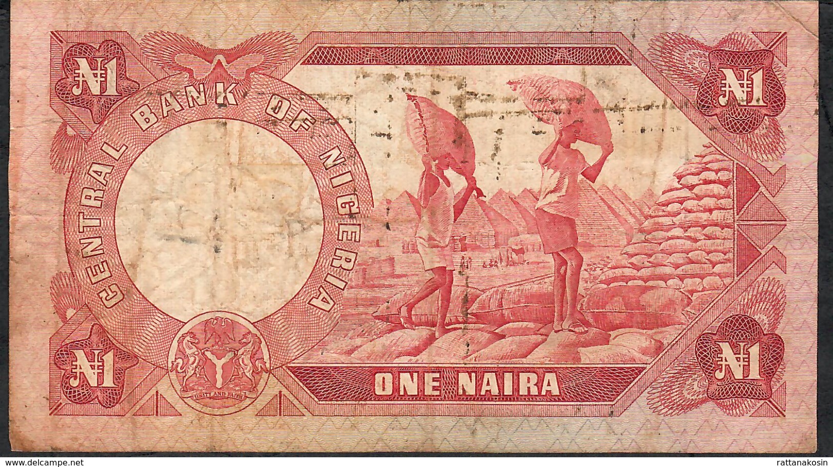 NIGERIA P15b   1 NAIRA  1973  #DL/72  Signature 5  FINE NO P.h. - Nigeria