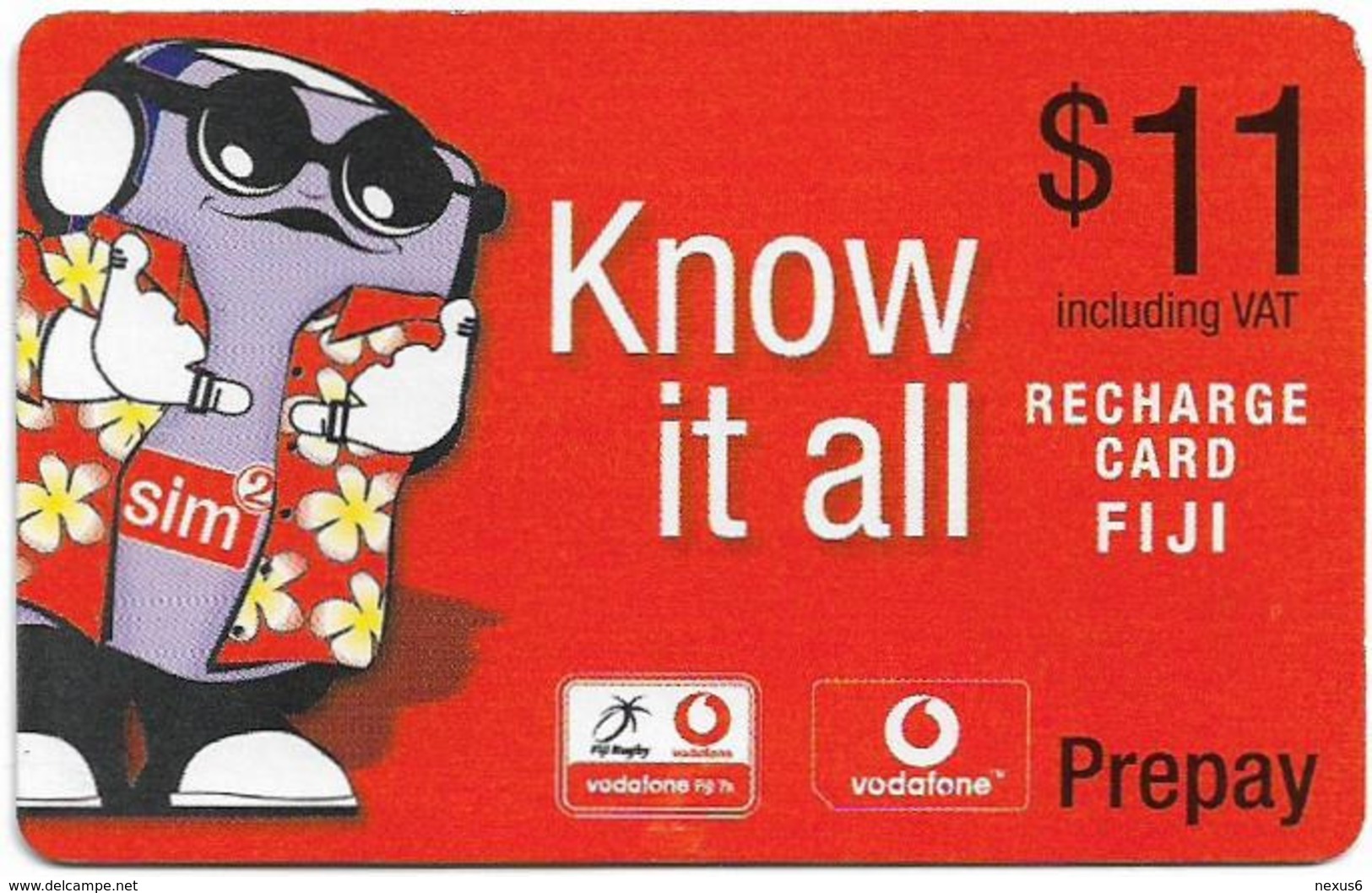 Fiji - Vodafone - Yo Man, Know It All (Red), Cn.00550, GSM Refill 11$, Used - Figi