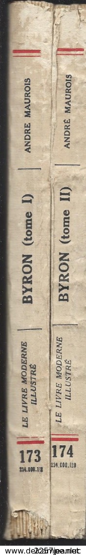 2 Livres  De André Maurois  - Byron  Tome 1 Et 2  édition Le Livre Moderne Illustré -année 1933 - Altri Classici