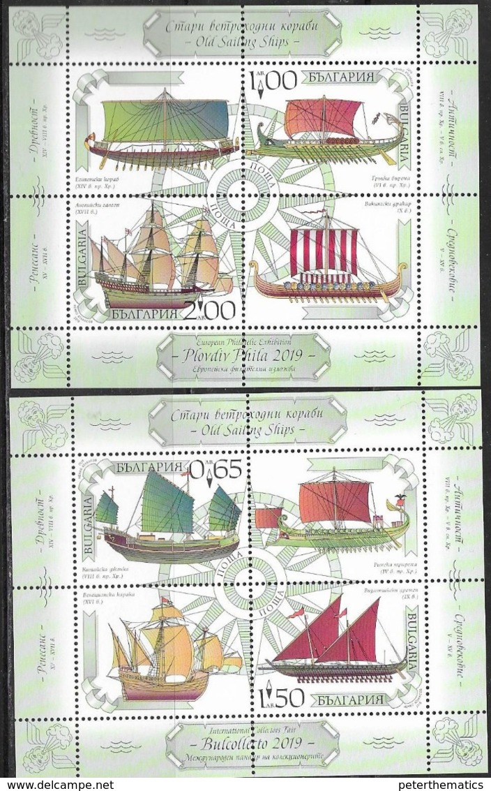 BULGARIA, 2019, MNH,  SHIPS, ANCIENT SHIPS, PLOVDIV PHILATELIC EXHIBITION, 2 SHEETLETS - Barche