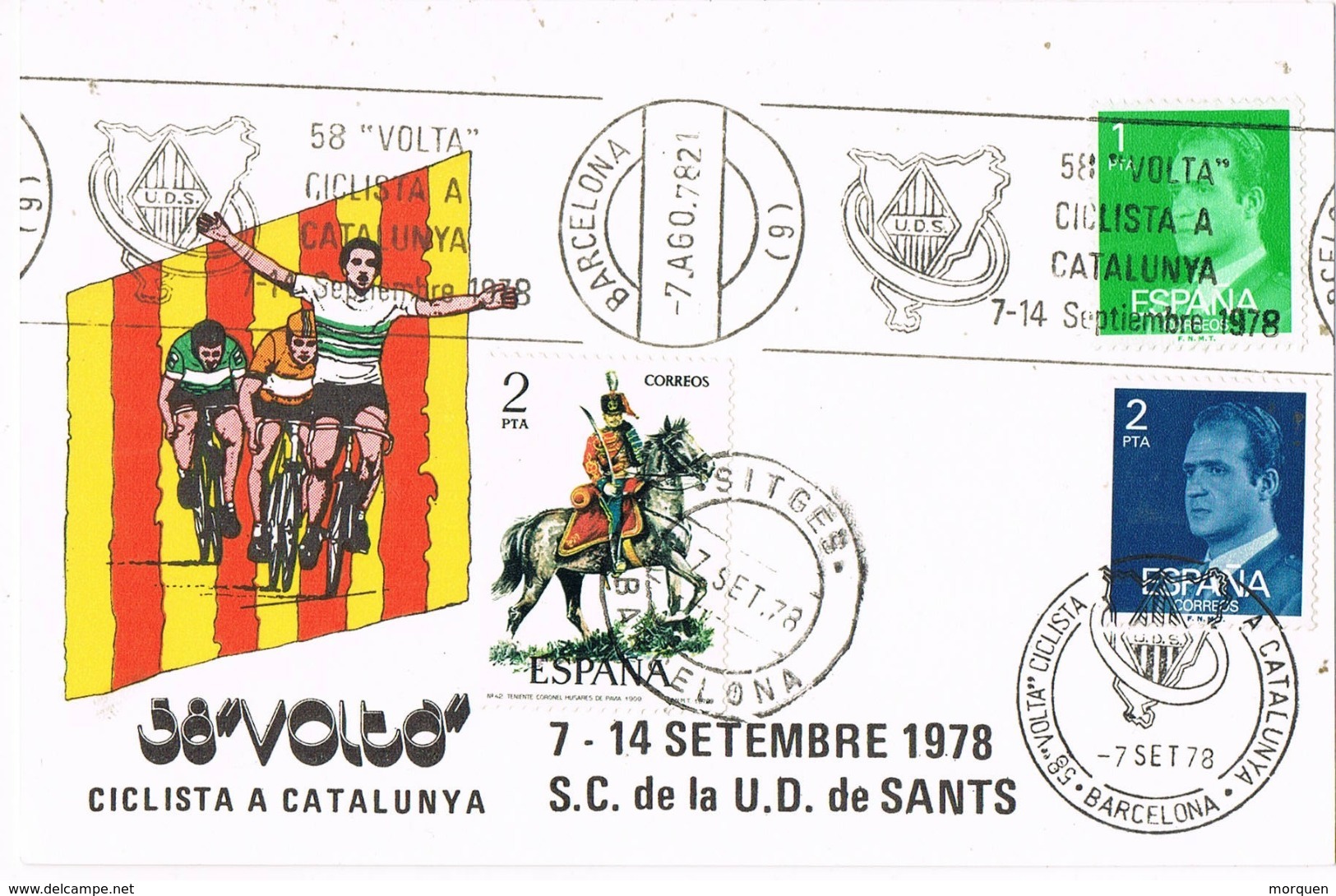 34638. Tarjeta BARCELONA 1978. 58 Volta Ciclista Catalunya. Ciclismo. Fechador SITGES Y Rodillo - Cartas & Documentos