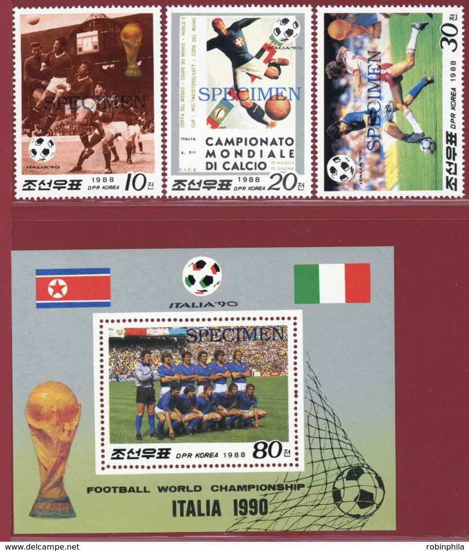 Korea 1988, SC #2729-32, 3V+S/S, Specimen, Italy World Cup, Football - 1990 – Italien