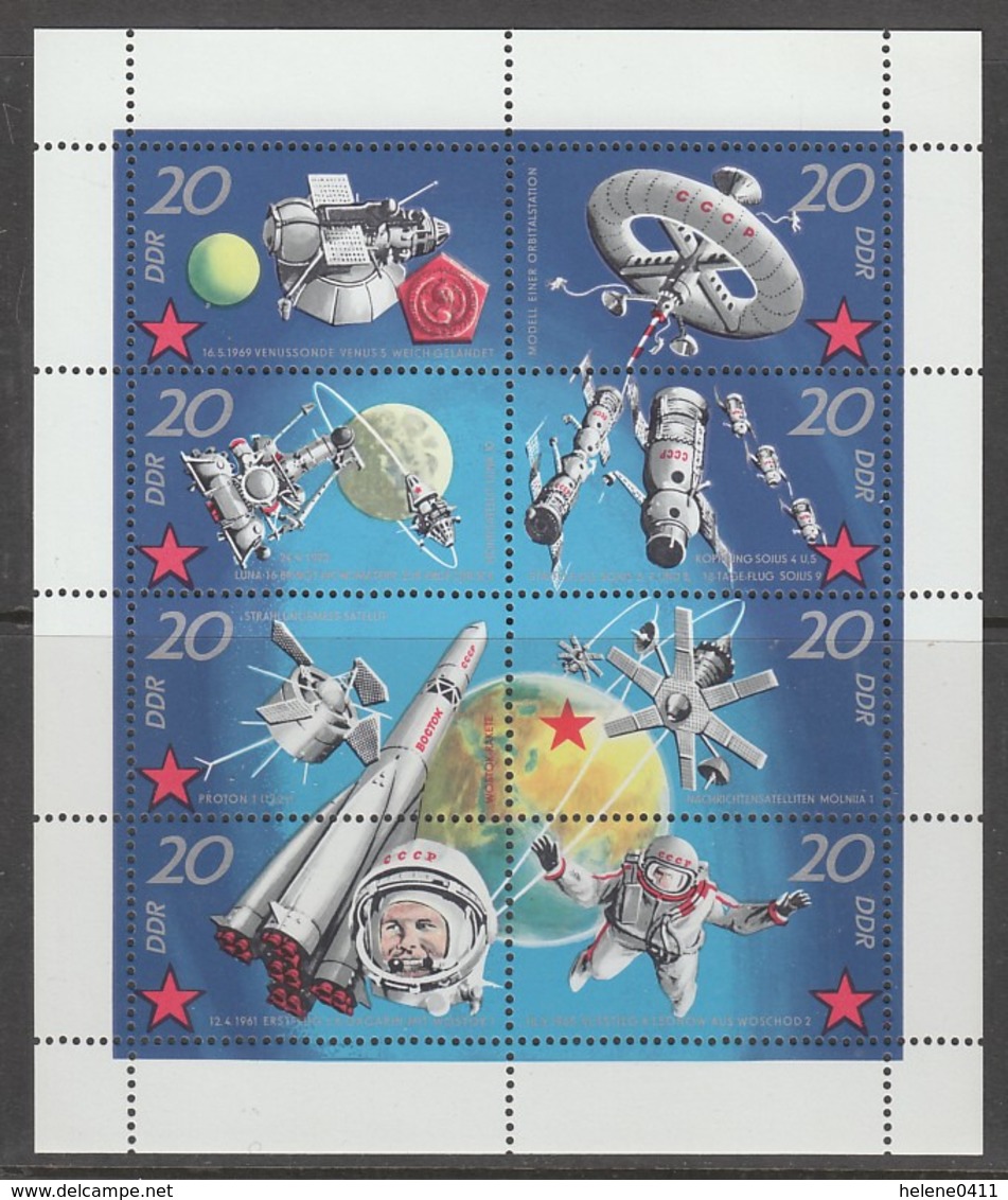 FEUILLET NEUF D'ALLEMAGNE ORIENTALE - RECHERCHES SOVIETIQUES DANS L'ESPACE COSMIQUE N° Y&T 1326 A 1333 - Europa