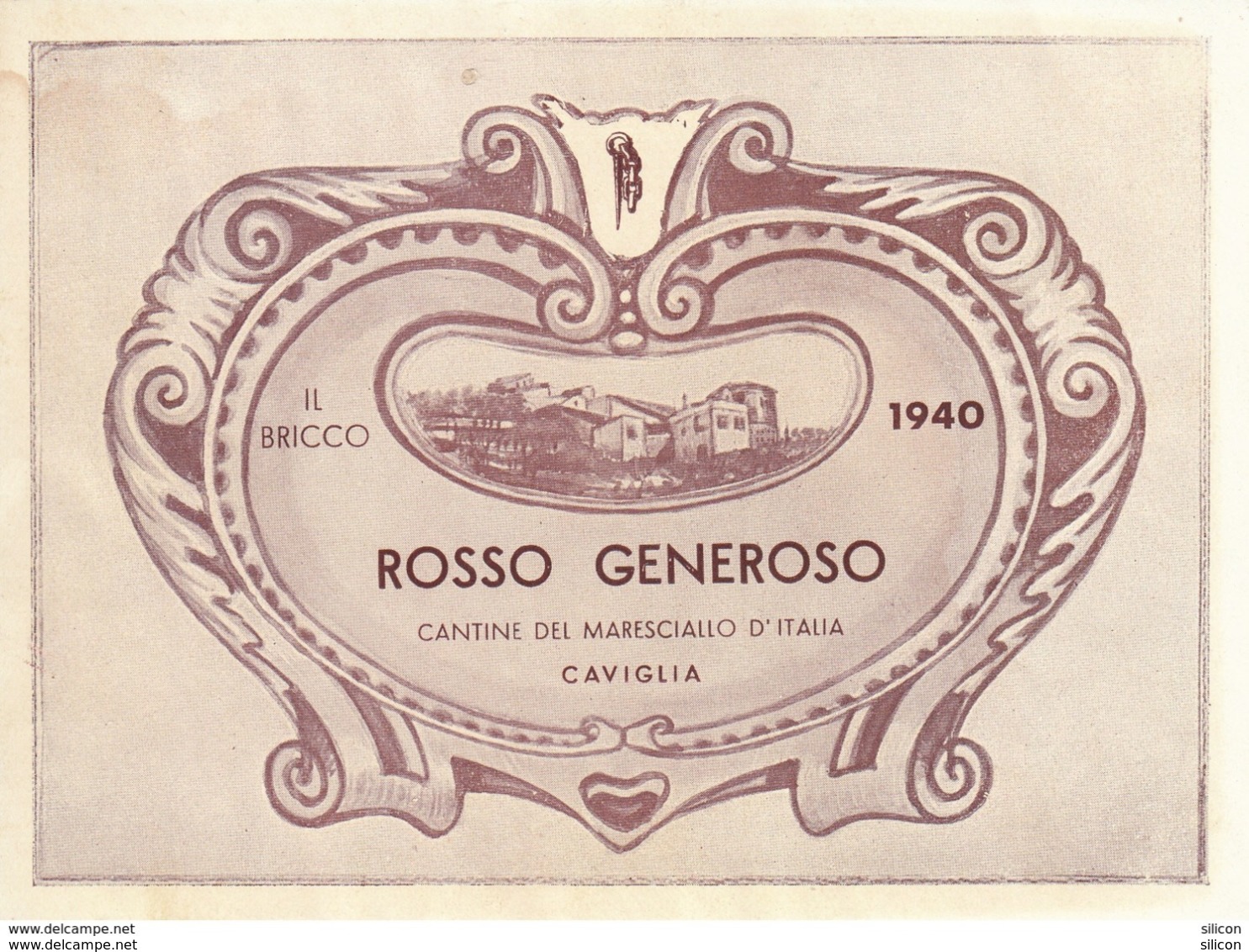 2 Belle Etichette Vintage - Il Bricco 1938 E 1940, Rosso Generoso, Cantine Del Maresciallo D'Italia Caviglia - Altri & Non Classificati