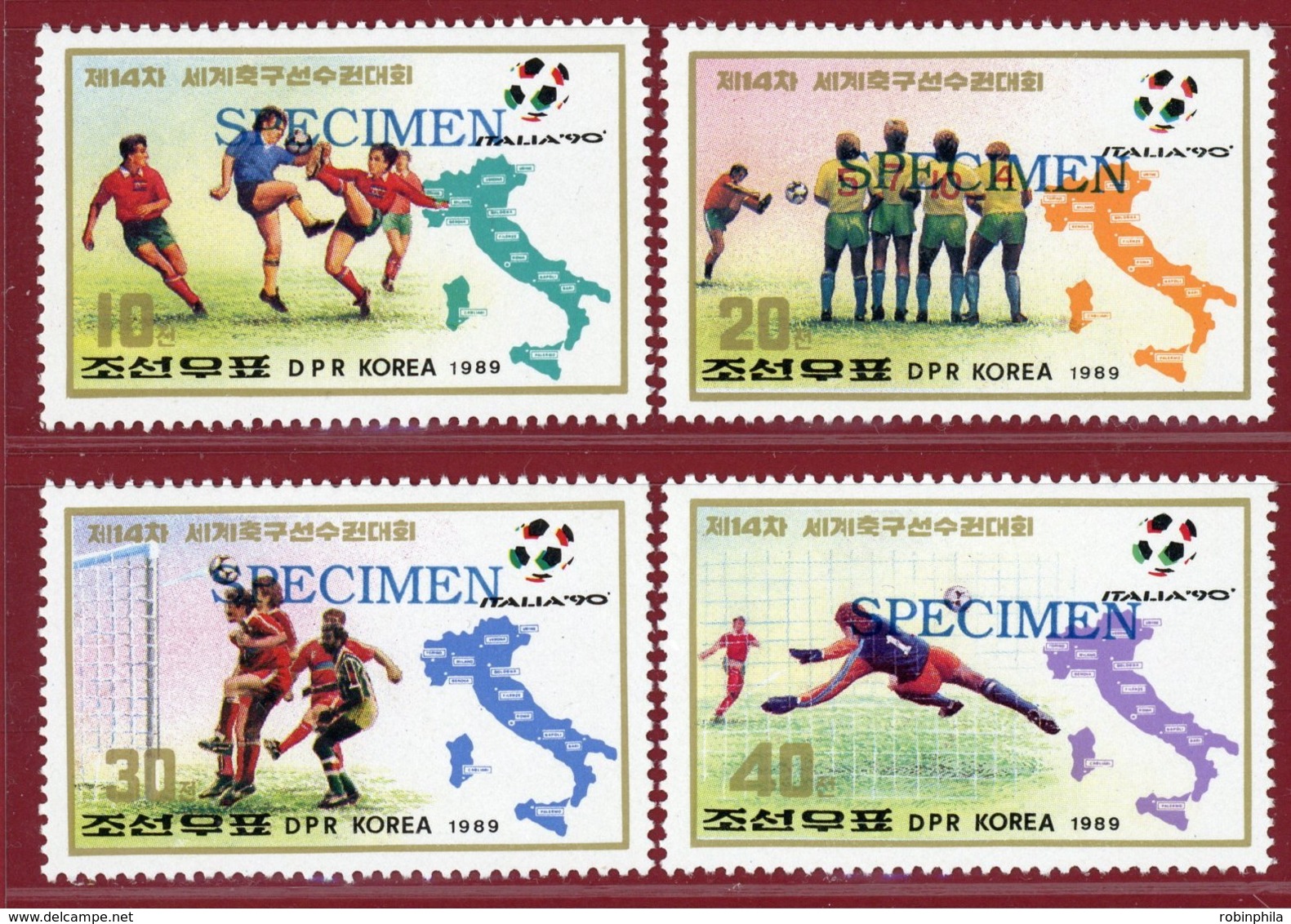 Korea 1989, SC #2878-81, Specimen, Italy World Cup, Football - 1990 – Italia