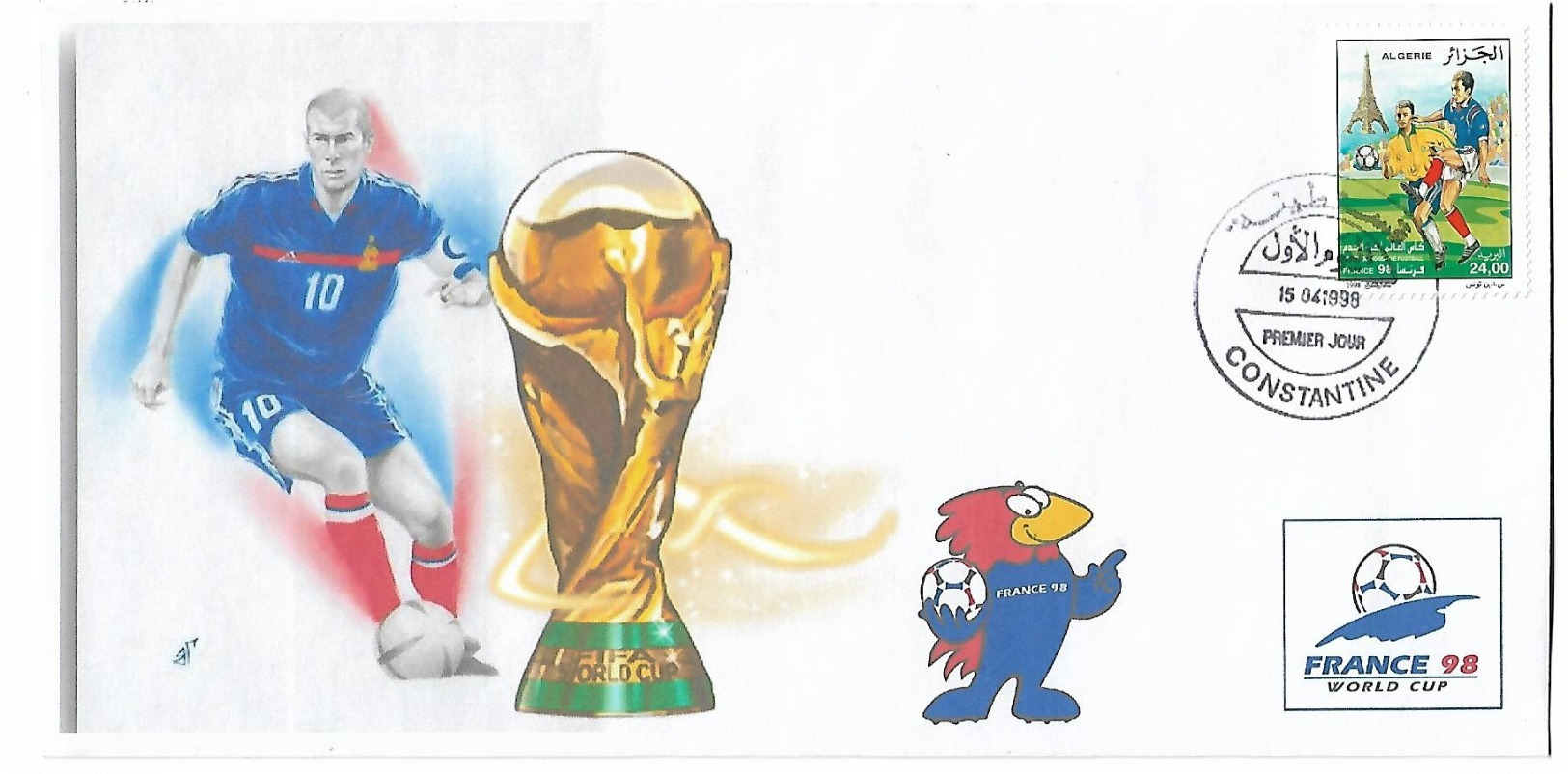 Algérie-Algeria-RARE Enveloppe Philatelique Tirage Limitée Coupe Du Monde France 1998-Zidane - 1998 – Frankreich