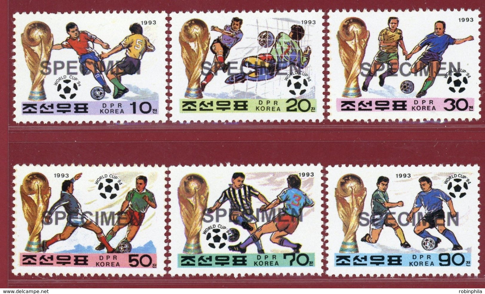 Korea 1993, SC #3213-18, Specimen, USA World Cup, Football - 1994 – Vereinigte Staaten