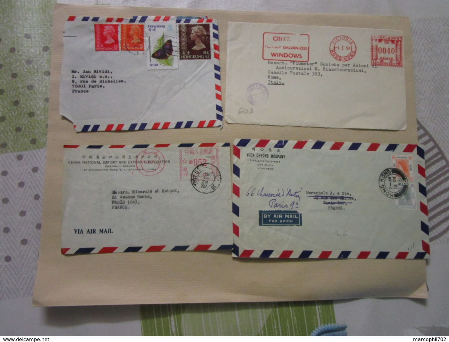 2 Lettres Et 2 Devants De Lettres De Chine Pour La France Et L'italie - Other & Unclassified