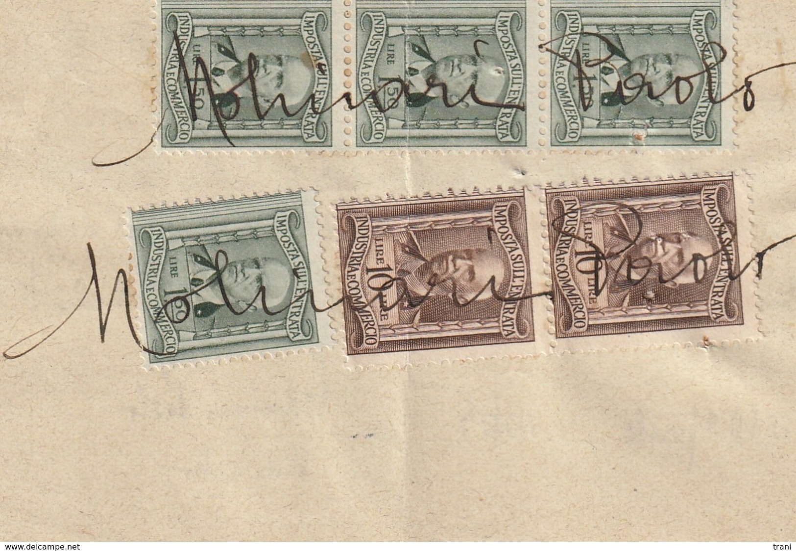 RICEVUTA - Anno 1945 - Revenue Stamps
