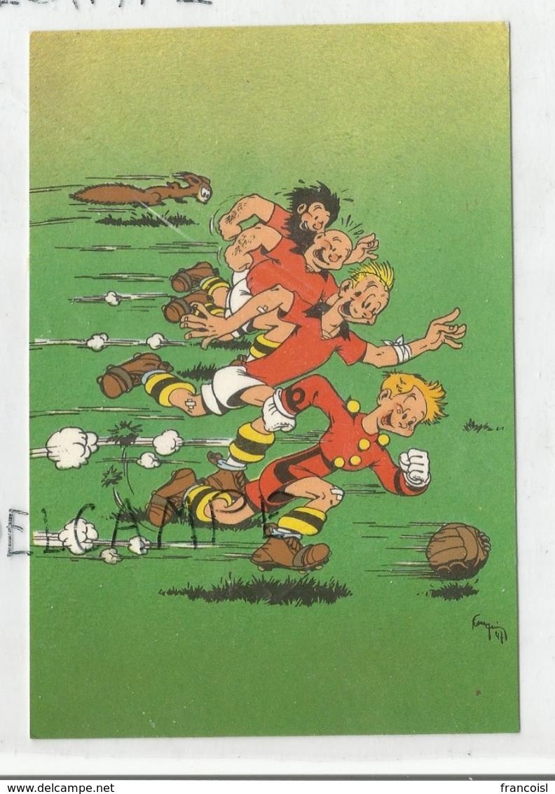 Trésor Du Journal De Spirou.Spirou, Fantasio, Spip, Tif Et Tondu Jouent Au Football. Signée Franquin 1947 (reproduction) - Bandes Dessinées