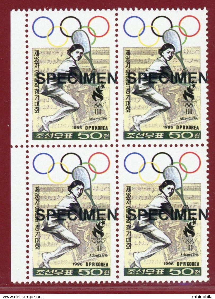 Korea 1996, SC #3565, Block Of 4, Specimen, Atlanta Olympic Games, Tennis - Tennis