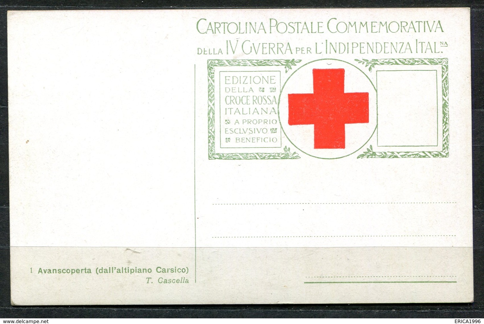 CV3004 MILITARI CROCE ROSSA Avanscoperta (dall'altipiano Carsico), Ill. T. Cascella, FP, Non Viaggiata, Ottime Condizion - Croce Rossa