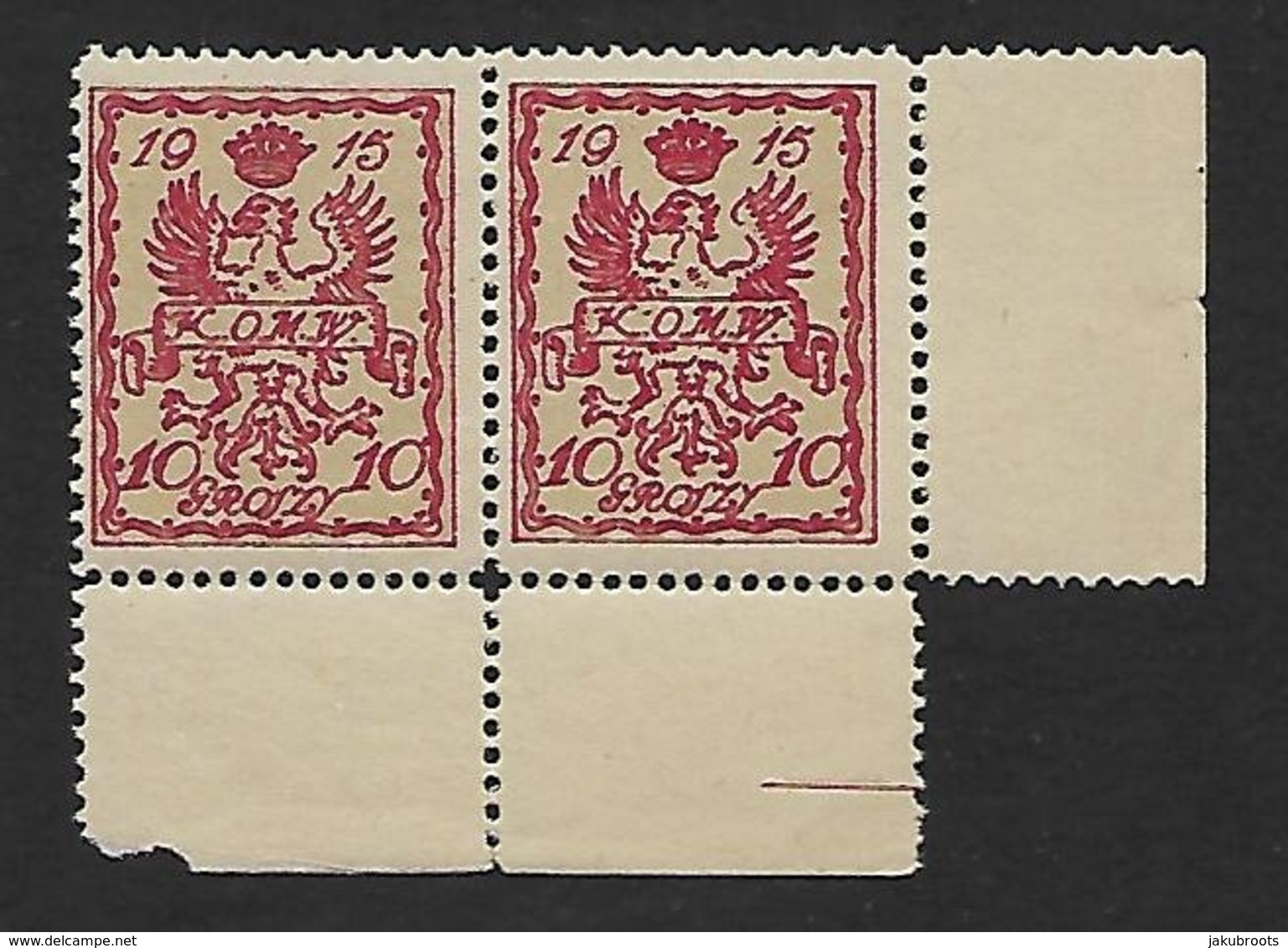 23.IX.1915.Pair Of Provisional  Warsaw  City  Post  10gr. Unused  With  Gum. - Neufs