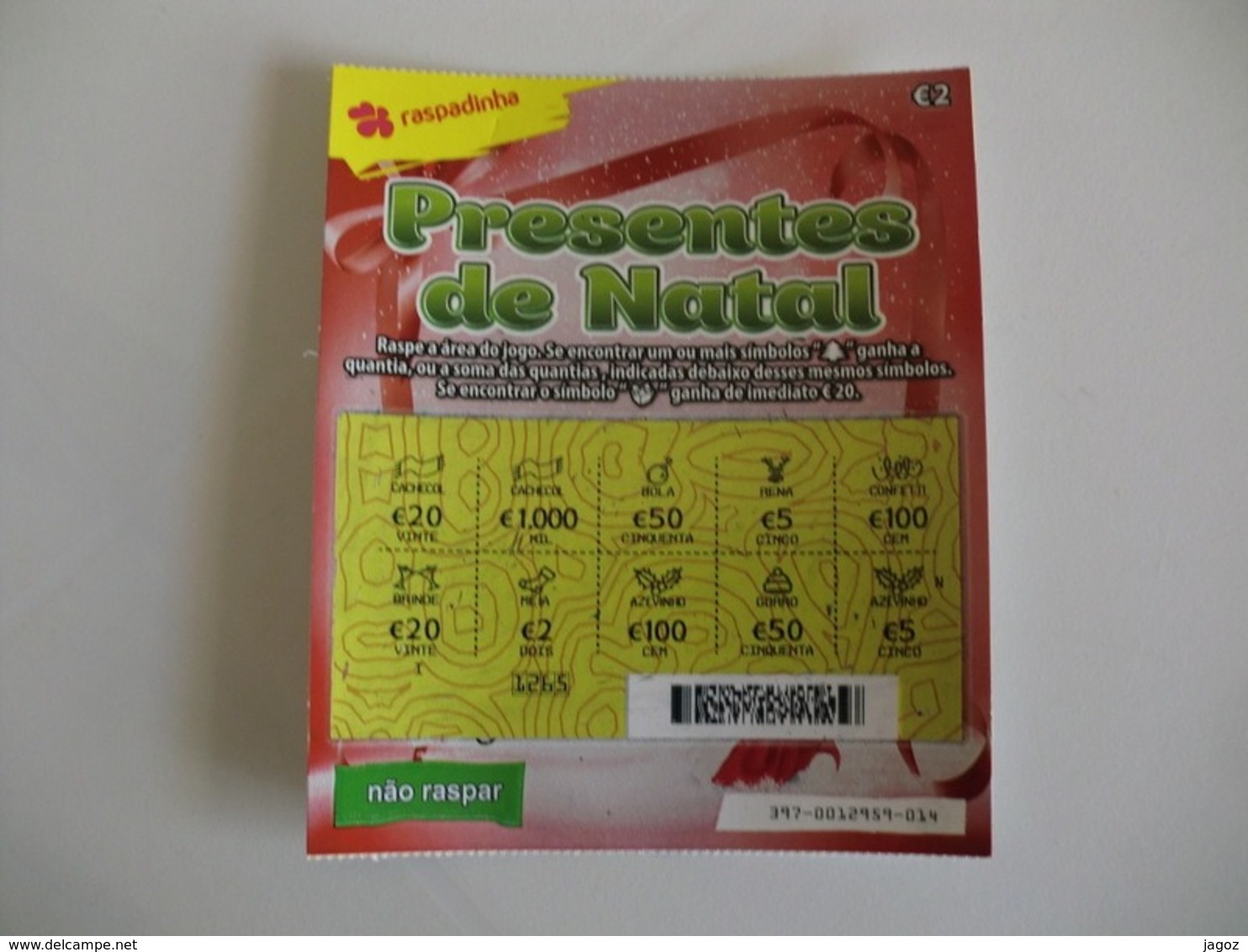 Loterie/ Lottery/ Loteria/ Lotaria Instant Instantânia Raspadinha Presentes De Natal Jogo Nº 397 Portugal - Loterijbiljetten