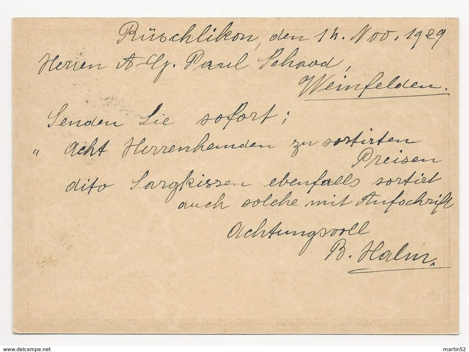 Schweiz Suisse 1929: Bild-PK / CPI "LES DIABLERETS" Mit O RÜSCHLIKON 14.XI.29 Nach Weinfelden - Interi Postali