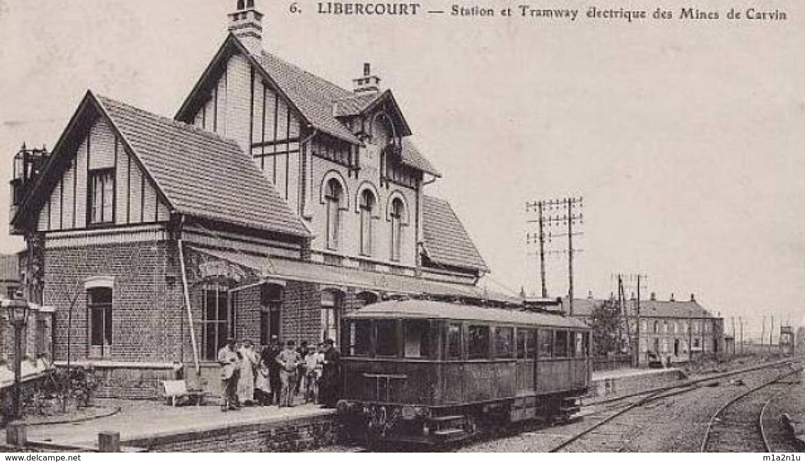 Photo 22x16 De 1911 Petit Train Des Mines Carvin – Libercourt Automotrice Benzo-électrique Attelée - Trains