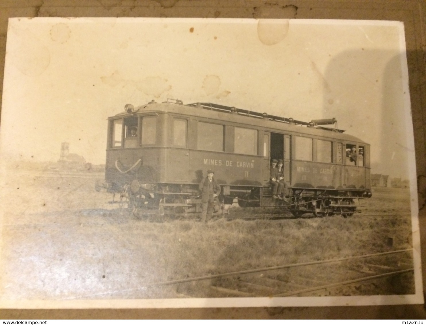 Photographie 17x22 Originale Vers 1911 -  Petit Train Des Mines Carvin – Libercourt Automotrice Le Benzo-électrique - Lieux