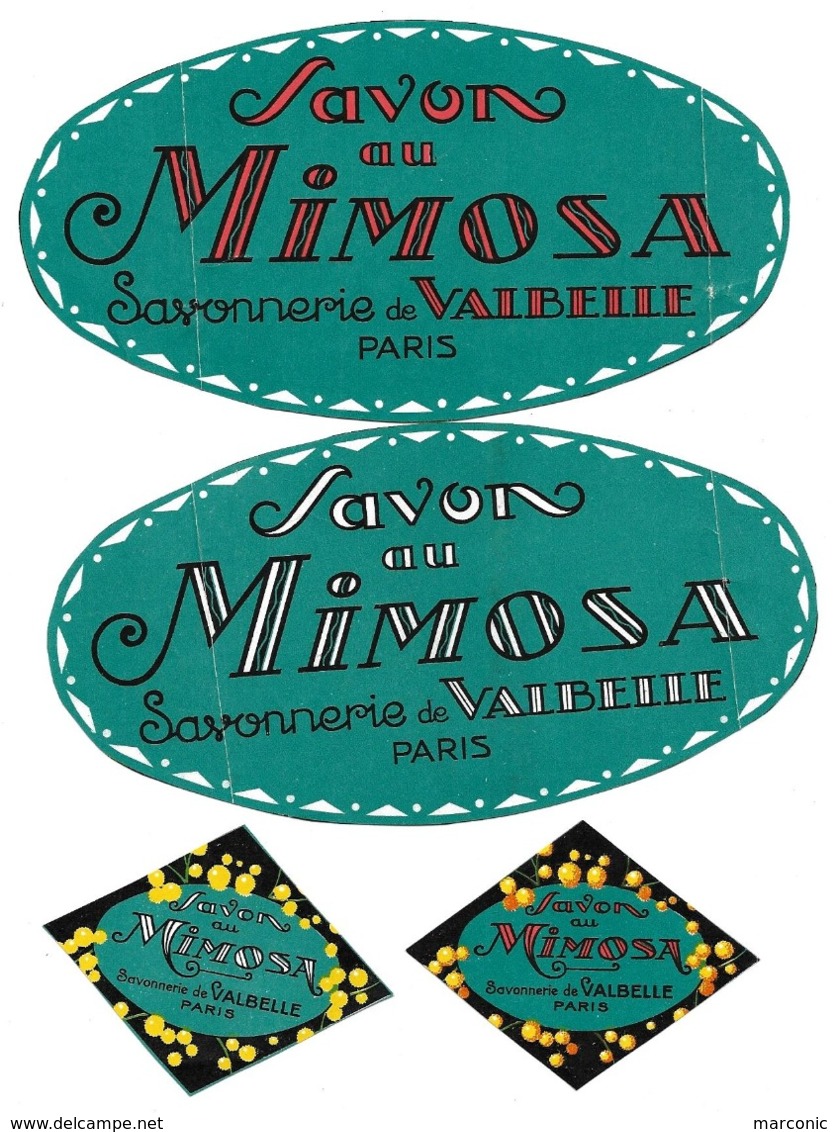 4 Etiquettes De SAVON - Bath, Soap - Savonnerie De VALBELLE, Paris - Savon Au Mimosa - Beauty Products