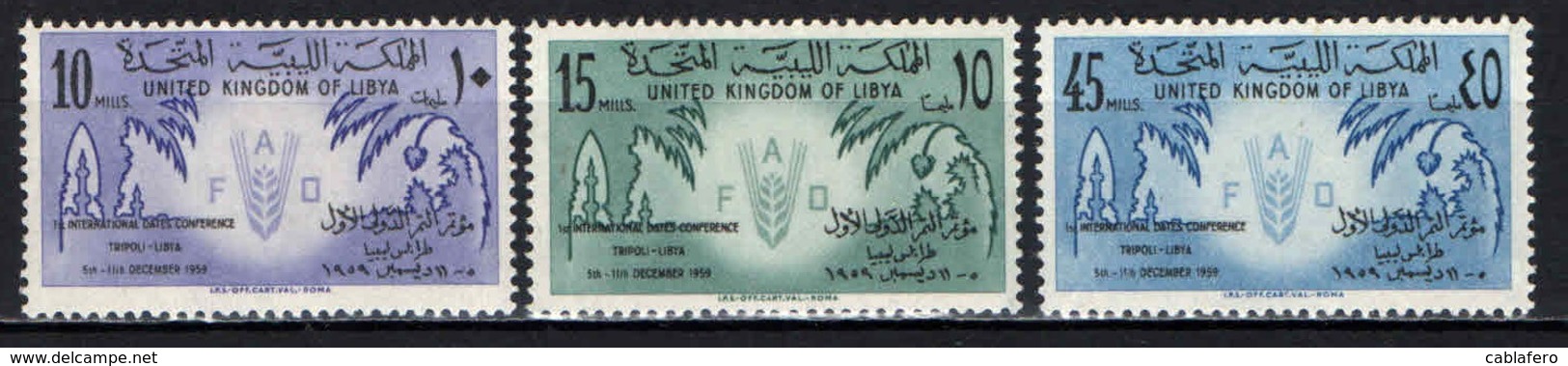 LIBIA - 1959 - 1st Intl. Dates Conf., Tripoli, Dec. 5-11 - MNH - Libia