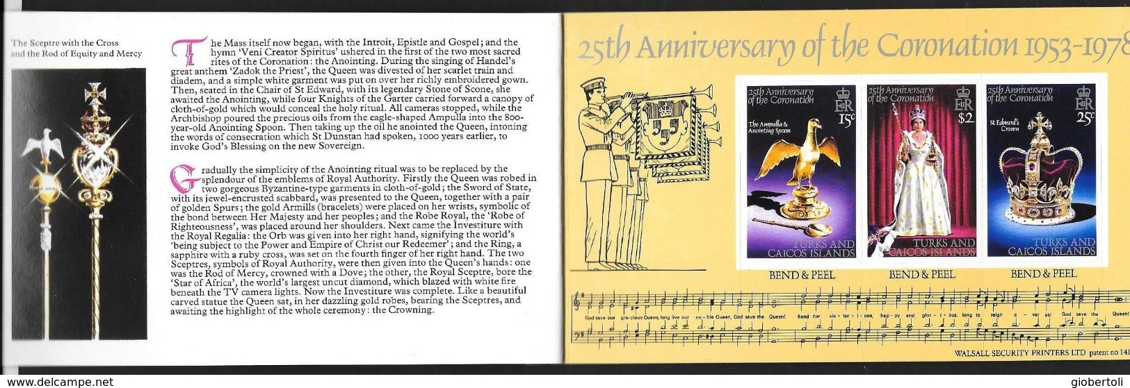 Turks & Caicos: Booklet, 25° Incoronnazione Elisabetta II, 25ème Couronnement Elizabeth II, 25th Coronation Elizabeth II - Case Reali