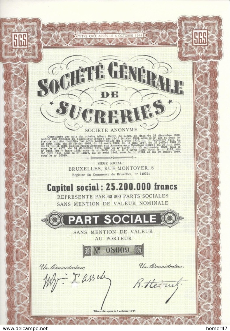 Société Générale De Sucreries - - Agriculture